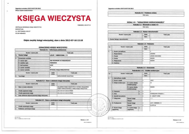 Dokumenty do księgi wieczystej