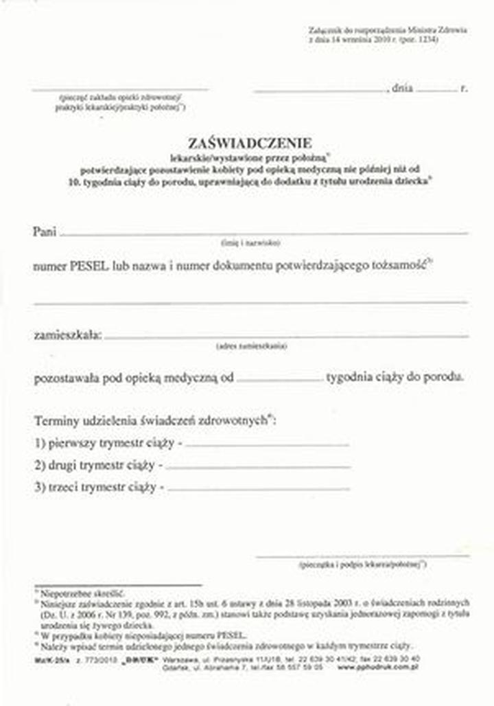 Warunki otrzymania becikowego