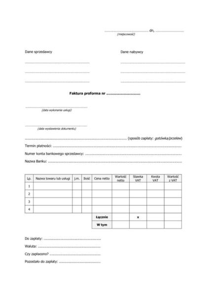 Typowe błędy faktura proforma
