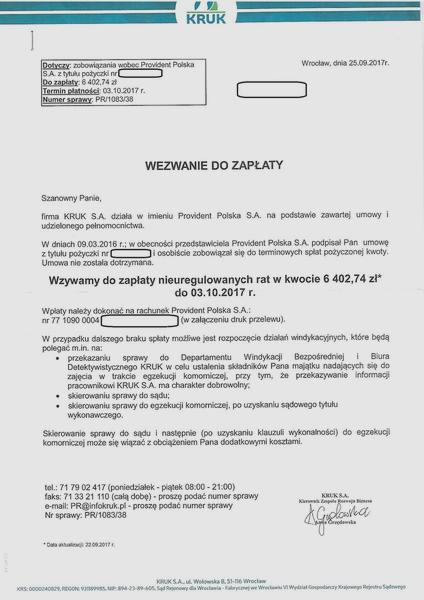 Windykacja terenowa Provident