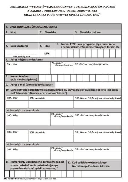 Wypełnianie formularzy NFZ