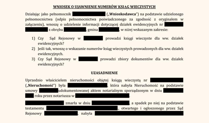 Informacje z księgi wieczystej