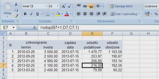 Obliczanie odsetek podatkowych